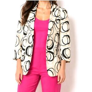 Mod Op Art Circle Graphic Cotton Blazer L Maximalist Artsy Sandro